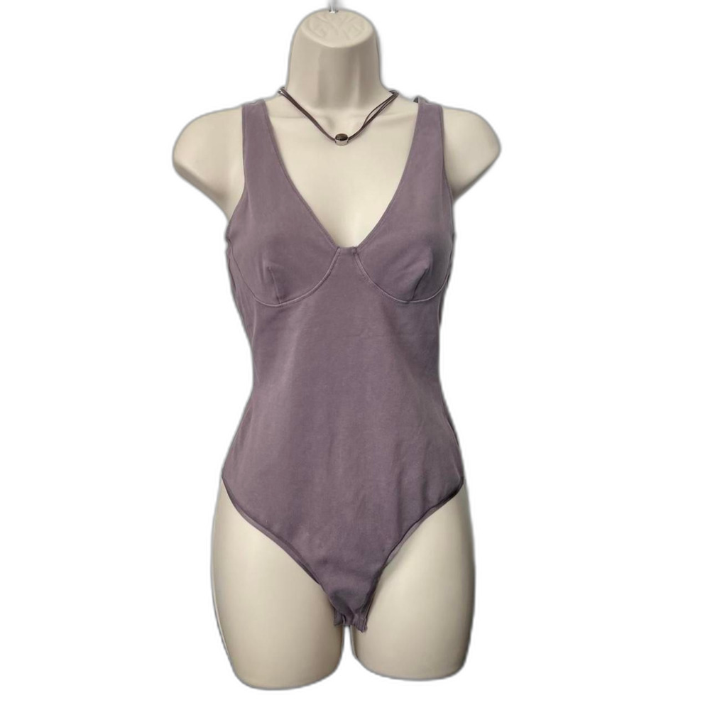 SKIMS outdoor hourglass plunge bodysuit zinc taupe gray